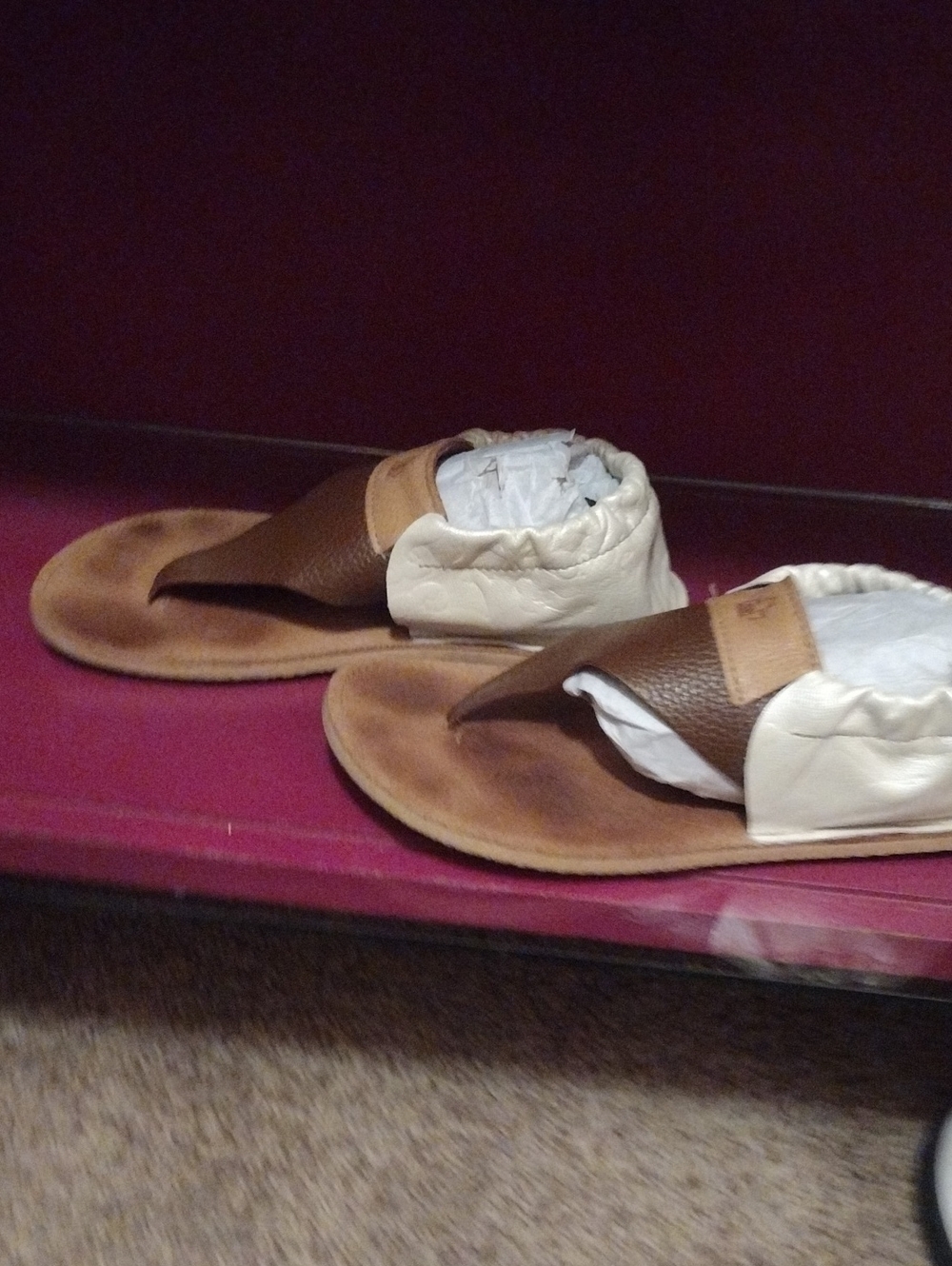 Posh Panda Handmade Brown and White Leather Sandal Moccasins